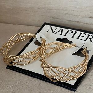 NEw Napier Gold Twisted Hoop Earrings
